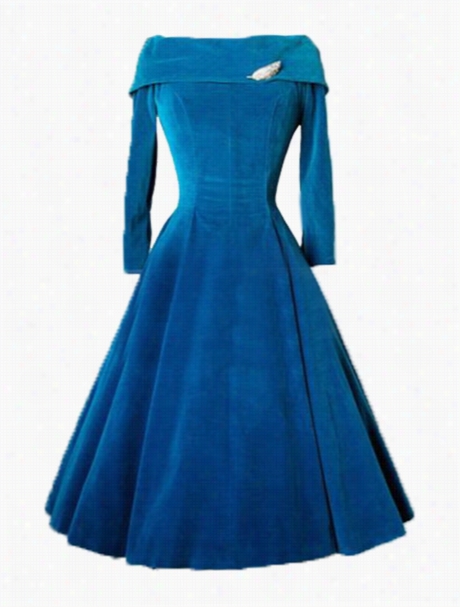 Stunning Slash Neck Pleated Skater-dress