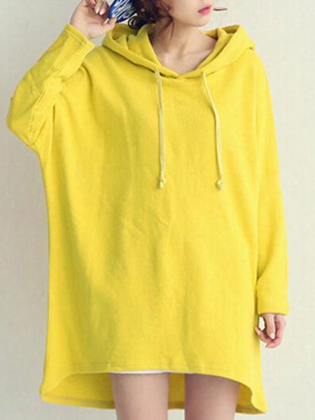 Stylish Hooded Loose Fitting With Pockets Plain Hoodies