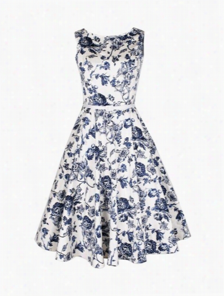 Swing Floral  Exuisite O-neck Skarer Dress