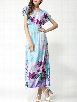 Bohemian Floral Printed Round Neck Maxi Dress