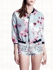 Floral Printed Zips Lovely Crew Neck Jackets