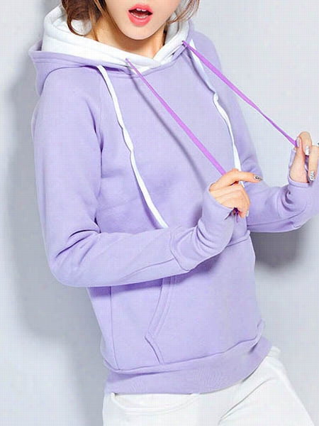 With Pockets Assorted Colorrs Hooded Hoodie