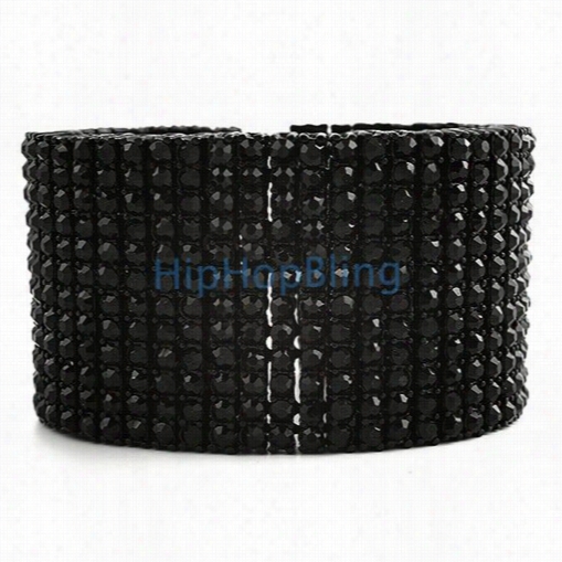 12 Row Iced Out Bracelet Black On Black 600+ Diamonds!