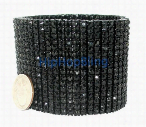 16 Row Murky On Black Diamonds Iced Out Bracelet