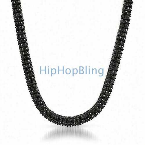 2 Row Iced Out Chain Black On Black Hot New Style