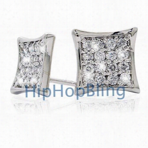 9mm .925 Sterling Si Lver Micro Pave Iced Out Earrings #01a