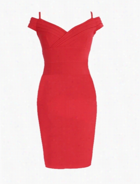 Appealing Pleatted Surplice V Neck With Zips Bodycon-dress