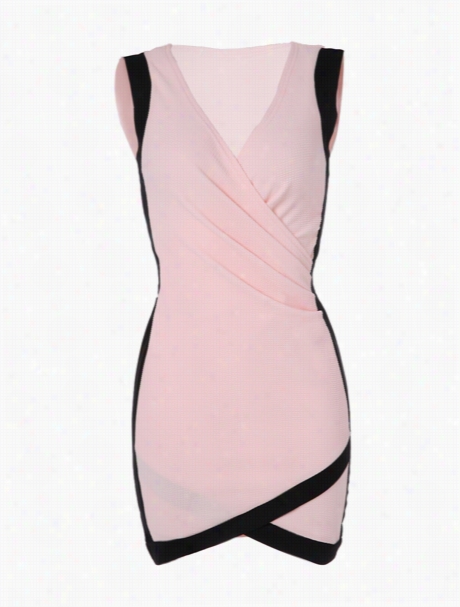 Asymmetrical Hems Chic V Neck Bodycon-dress