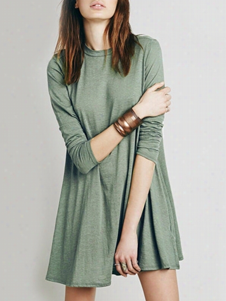 Back Hollow Out Fabulous Round Neck Loose Fitting Shift-dress