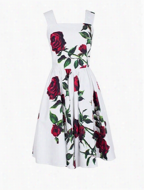 Ball Gown Floral Delightful Square Neck Skater  Dress