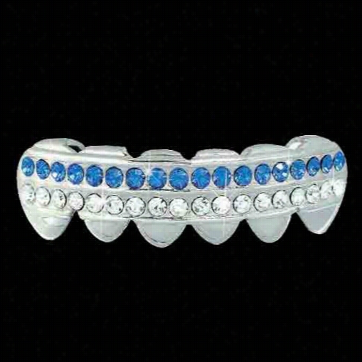 Blue / Acquit Doub Le Bar Silver Iced Loudly Gril Lz Hip Hop Bling Grills Bottom