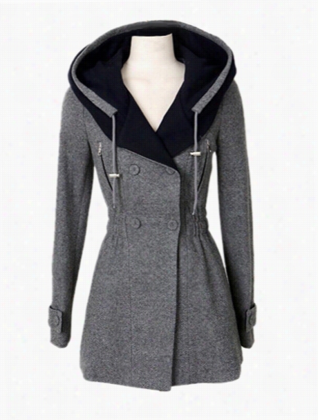 Breasted With Zips Trendy Hooded Overcoats