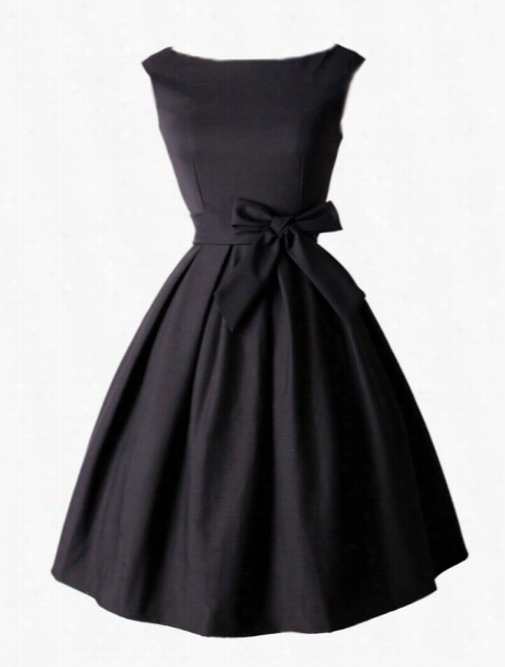 Charming Bowknot With Zips Skater-dress