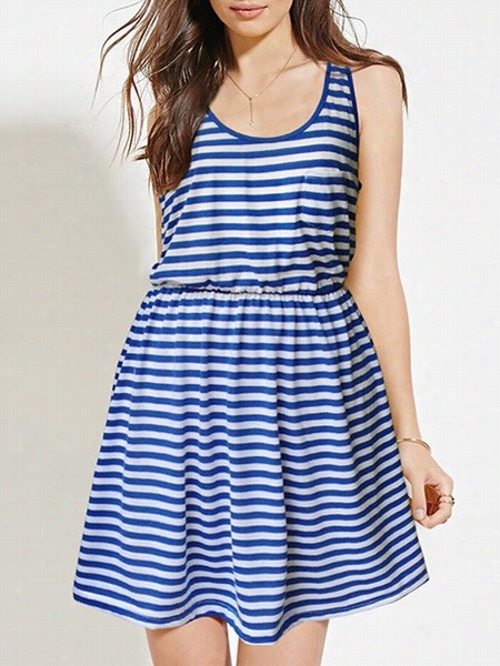 Colr Block Ermarkable O-neck Skater Dress