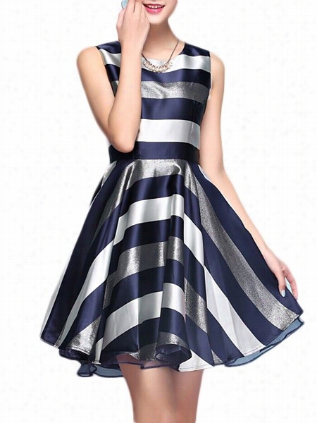 Color Block Stripes Recent Skater Dress