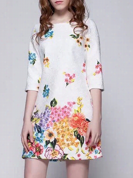 Fabulous Round Neck Floral Printed Shift-dress