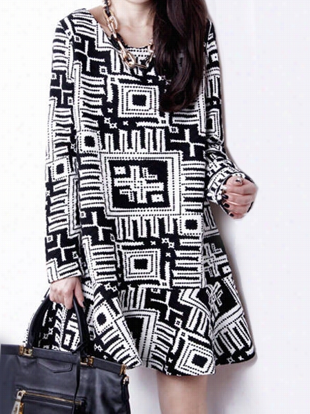 Geometric Falbala Fabuloous Shify Dress