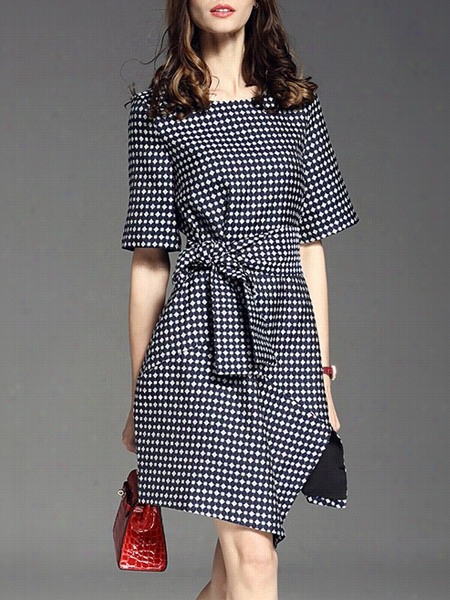 Gingham Delicate O-neck Skater Dress