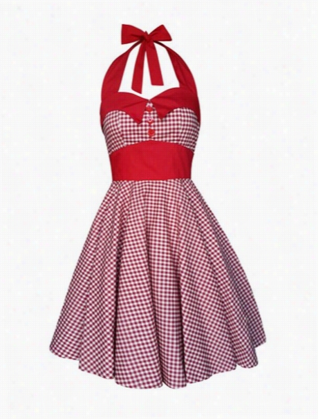 Gingham Knot Color Block Remarkable Skater Dress