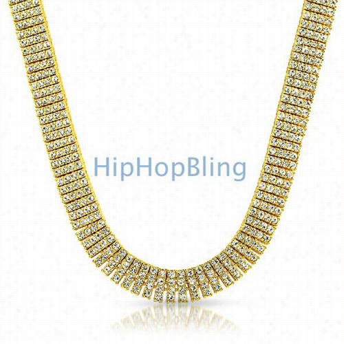 Gold4 Row Bling Iced Out Chain 30 Inches * Premium*