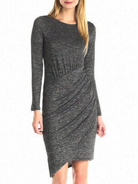 Gray Asymmetrical Hems Alluring  Bodycon Dress