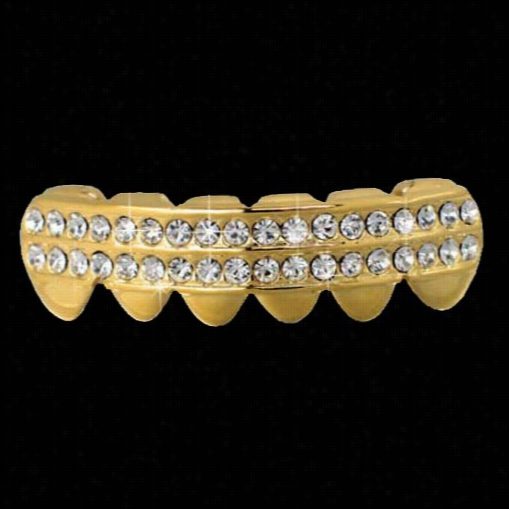 Grillz Icd Out Gold Tone Teeth Grills Hip Hop Bling Bottom