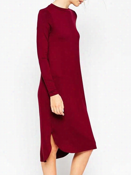 Hot Band  Collar Loose Fitting Plain Shift-dress