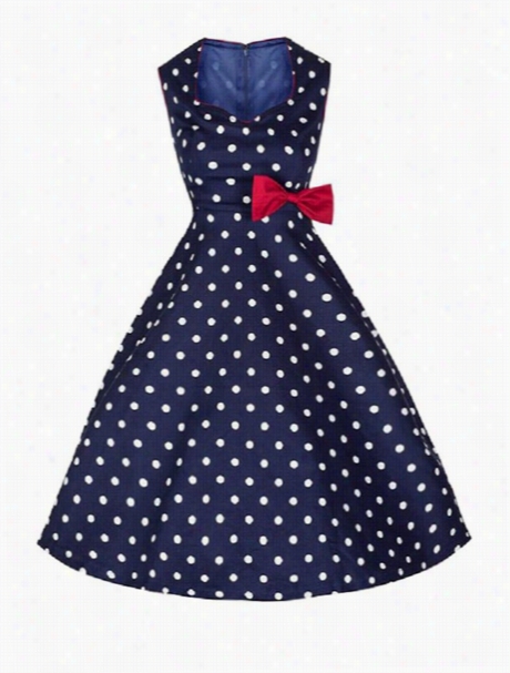 Knot Swing Dot Glamorouus Sweetheaart Skater Dress