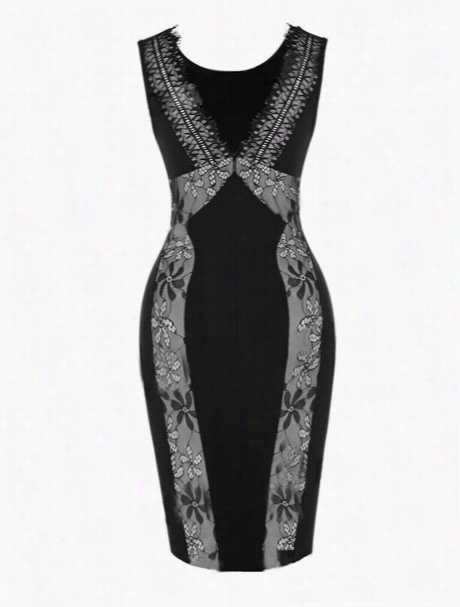 Lace Charming Rounnd Neck Bodycon Dress