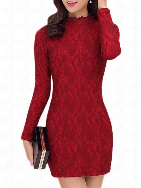 Lace Remarkable Band Collar Bodycon Dresss