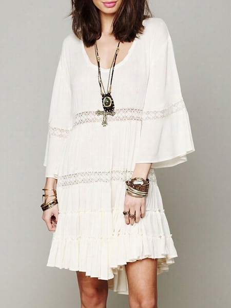 Loose Fitting Lace Patchwork Stylish Shift Dress