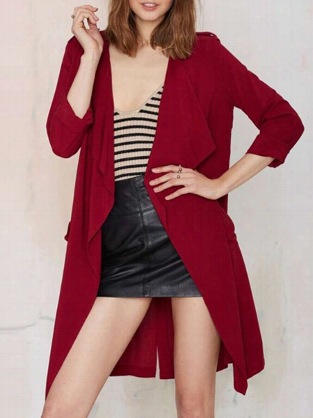 Relax Fitting P Ockets Charming Collarless Overcoats