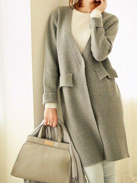 One Button Elegant Collarless Overcoats