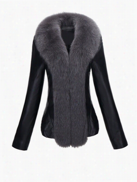 Patchwork Fur Collar Exquisite Faux Fur  Overcoats