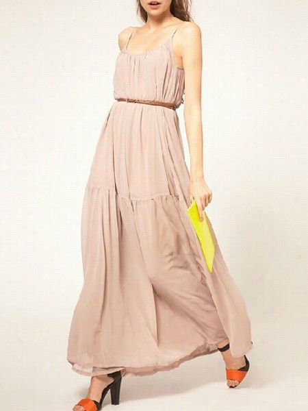 Plain  Loose Fittting Spaghetti Stra Maxi Dress