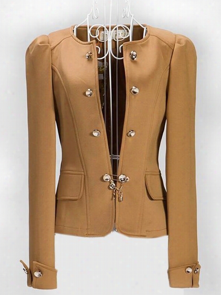 Pleated Bowknot Flap Pockets Decorative Buttons Blazers