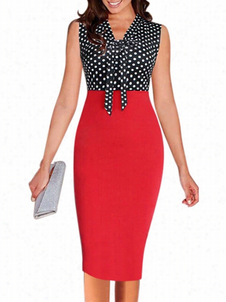 Polka Doy Bowknot Delightfull Bodycon Dress