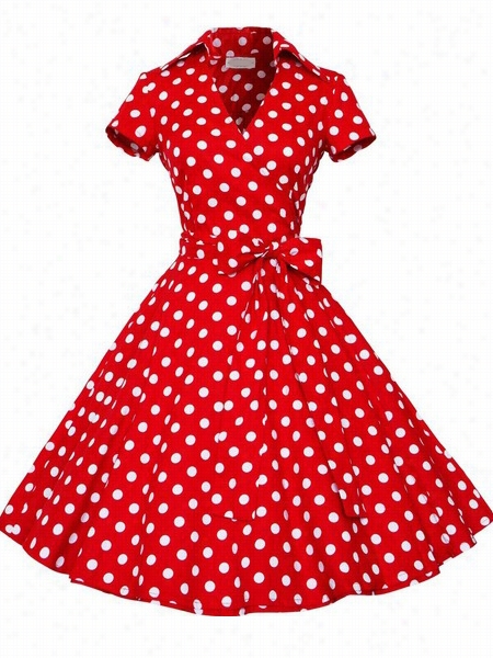 Polka Dot Ed Fantastic Small Lapel Skater-dress