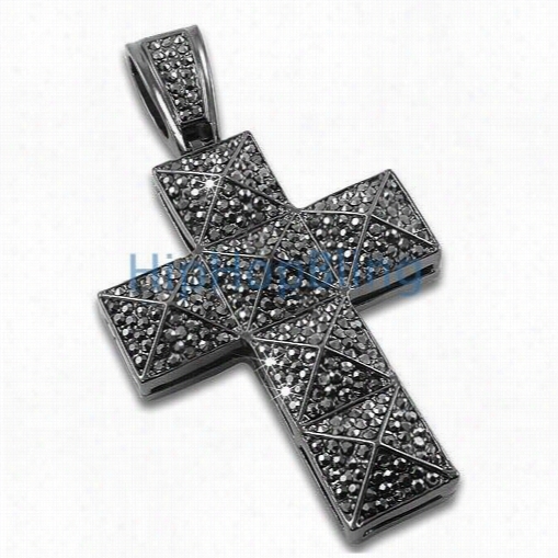 Pyramid Bling Bling Crross Heamtite Black Pendant