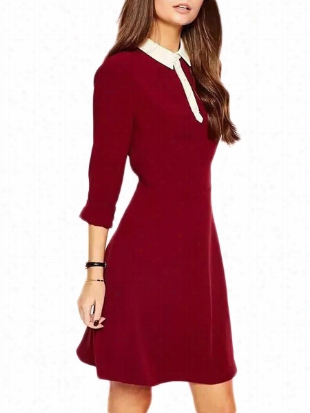 Red Stunning Doll Collar Skater Dress