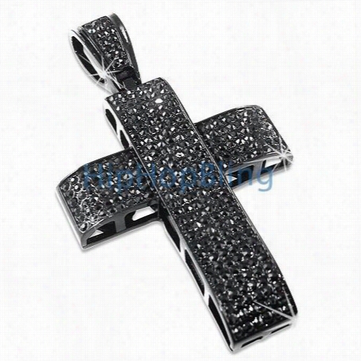 Thick Bling Bling Cross Hematite Pdndant