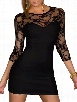 Alluring Round Neck Lace Patchwork Plain Bodycon-dress