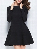 Black Plain Concise Crew Neck Skater Dress