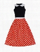 Fashionable Color Block Polka Dot Glamorous Doll Collar Skater Dress