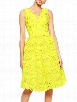 Yellow Swing Ball Gown Hollow Out Lace Remarkable V Neck Skater Dress