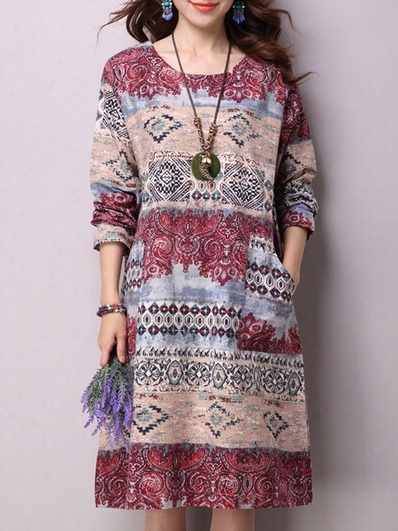 Tribal Printed Loose Fitting Comfortable Shiftdress