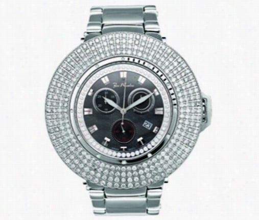 10.40ct 4  Row Diamond Bezel Joe Rodeo Razor Watch Blak Dial