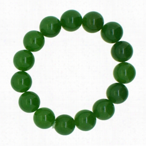 14mm Polished Natural Jade Bead Bracelet Asian