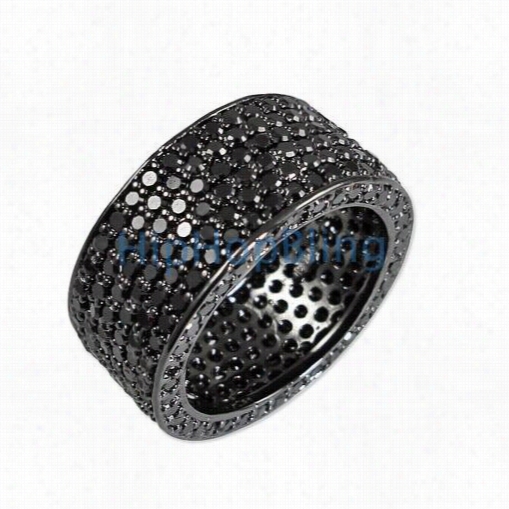 360 Eternity Cz Lab  Made Ring Black On Black