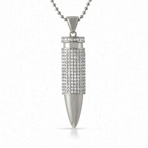 3d Bling Blkng Bullet Pendant Micro Pave